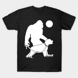 Bigfoot Walking Rottweiler Dog T-Shirt